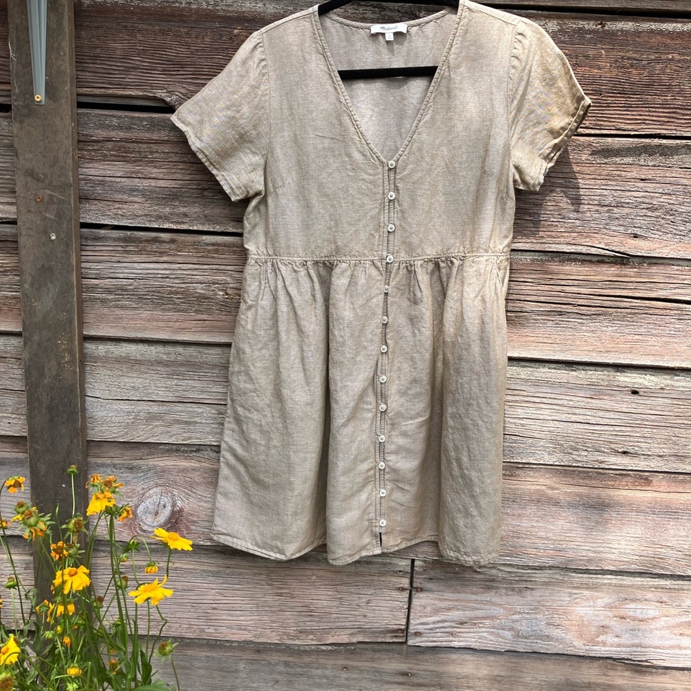 Linen button down dress